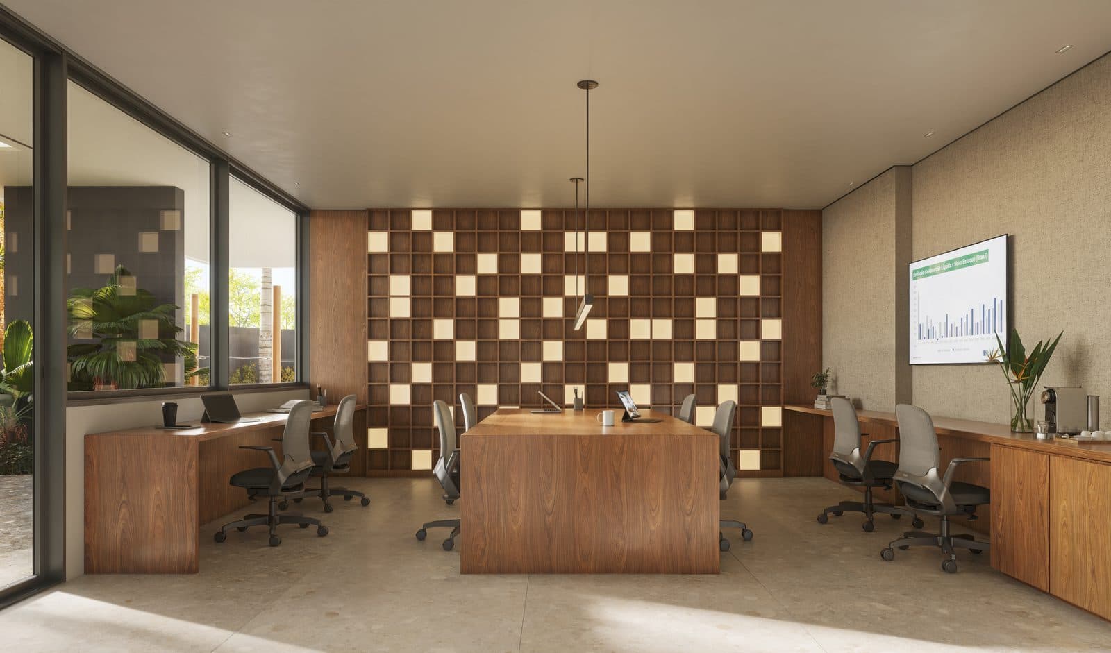 Coworking com sala de reunião