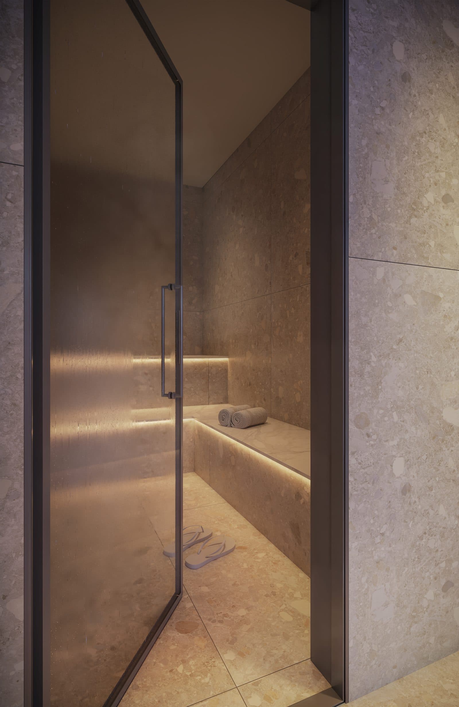 Sauna a vapor e ducha